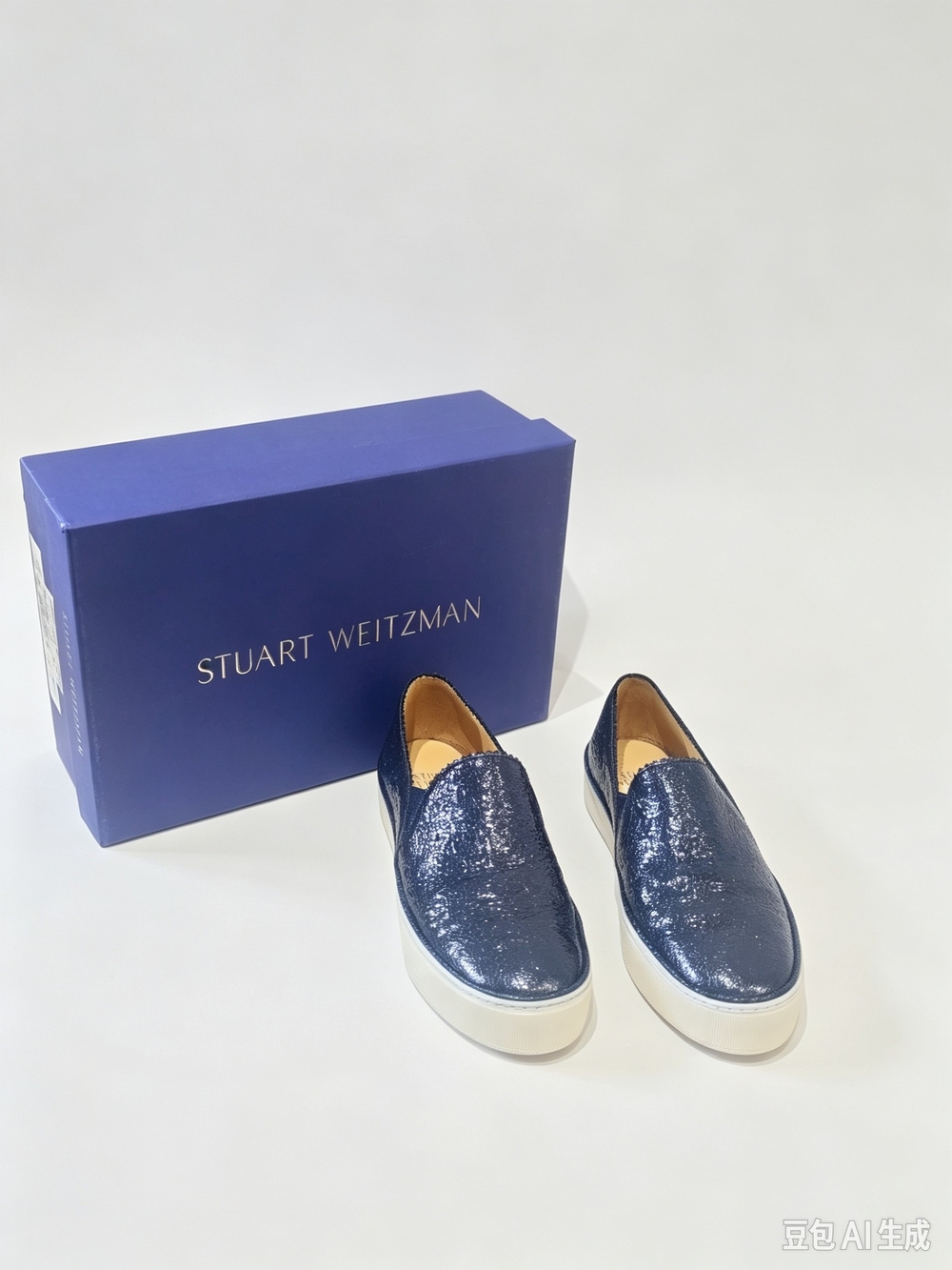 Stuart Weitzman navy glitter nugget sneaker